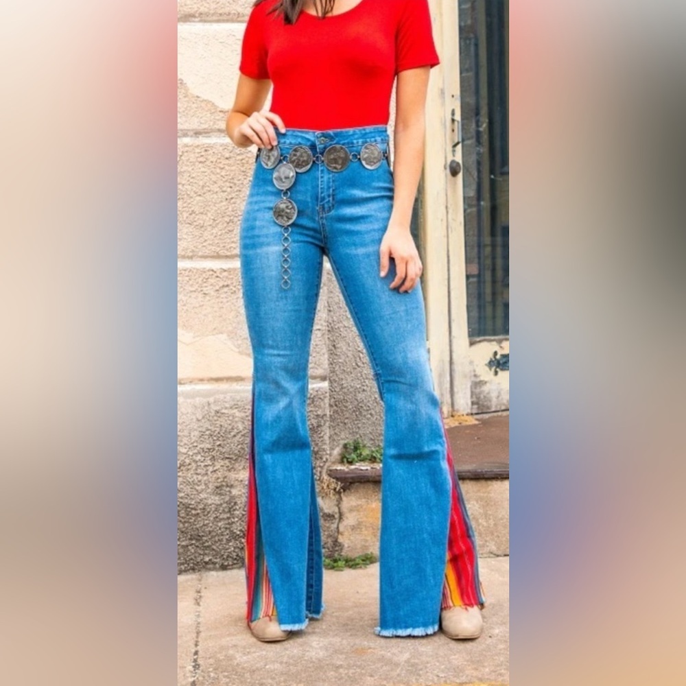 Lucky & Blessed Colorful Flare Jeans Sz 8